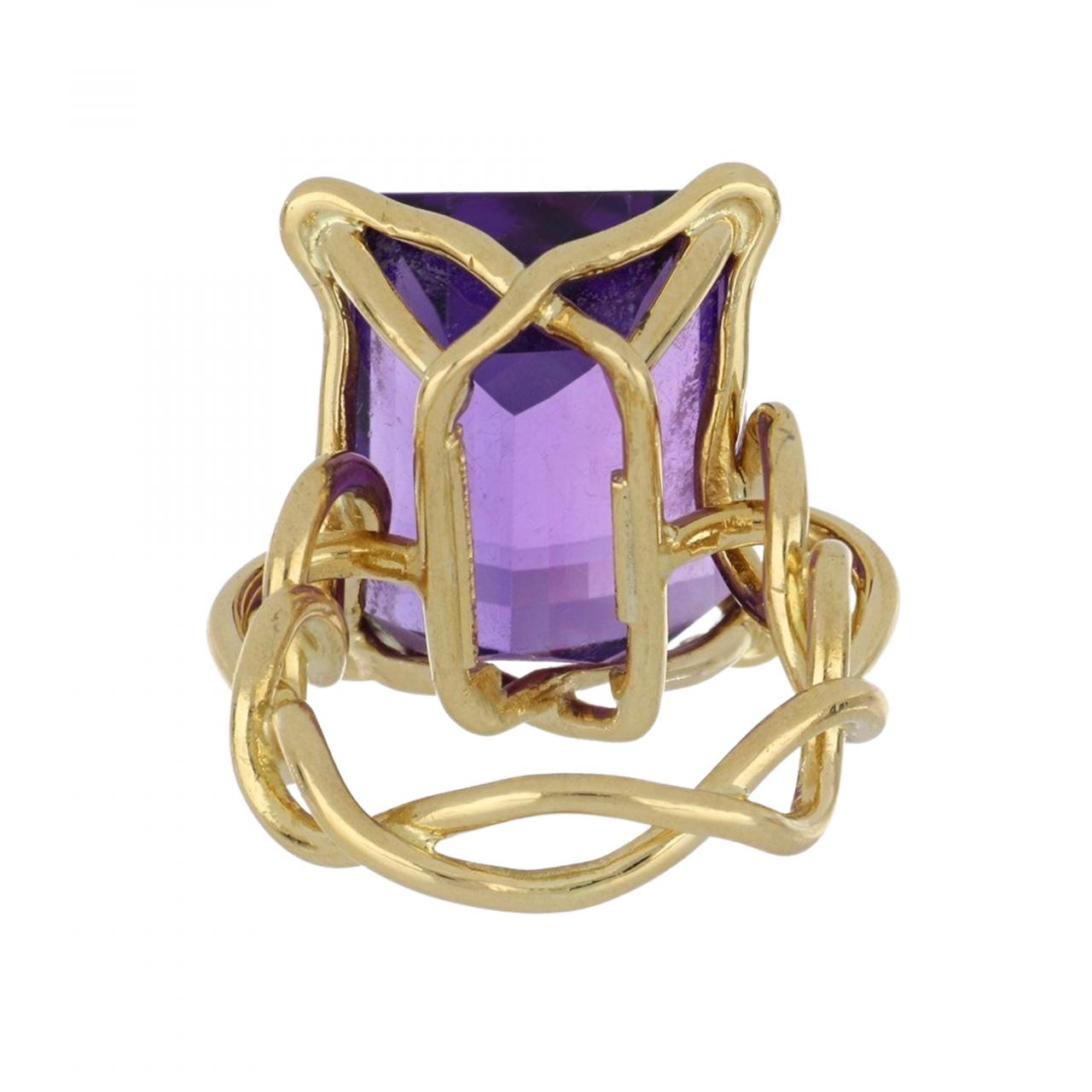 Vintage 1980s Tiffany Co. Schlumberger 18K Gold Amethyst Ring