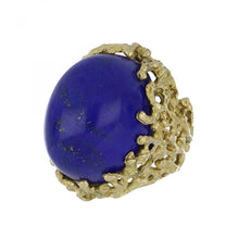 Load image into Gallery viewer, Vintage 1970s Gold Oversized Lapis Ring
