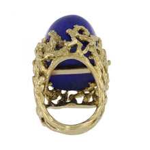 Load image into Gallery viewer, Vintage 1970s Gold Oversized Lapis Ring
