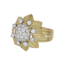 Load image into Gallery viewer, Vintage 18K Gold Flower Ring with Diamonds
