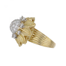 Load image into Gallery viewer, Vintage 18K Gold Flower Ring with Diamonds
