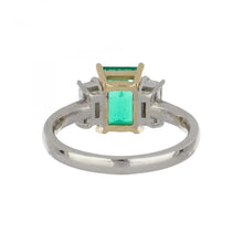 Load image into Gallery viewer, Rectangular Emerald and Diamond Platinum RIng
