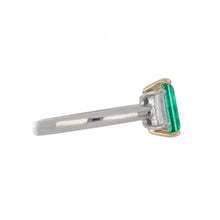 Load image into Gallery viewer, Rectangular Emerald and Diamond Platinum RIng
