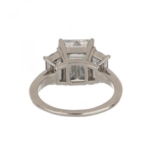 Load image into Gallery viewer, GIA 4.53 Carat Emerald-Cut Diamond Three Stone Platinum Engagement Ring
