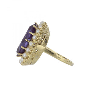 Victorian Revival 1940s 14K Gold Color Changing Stone Ring