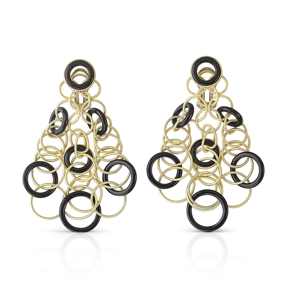 Buccellati 18K Gold 'Hawaii Color' Onyx Pendant Earrings