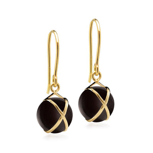 L. Klein 18K Gold Black Agate 'Prisma' Earrings