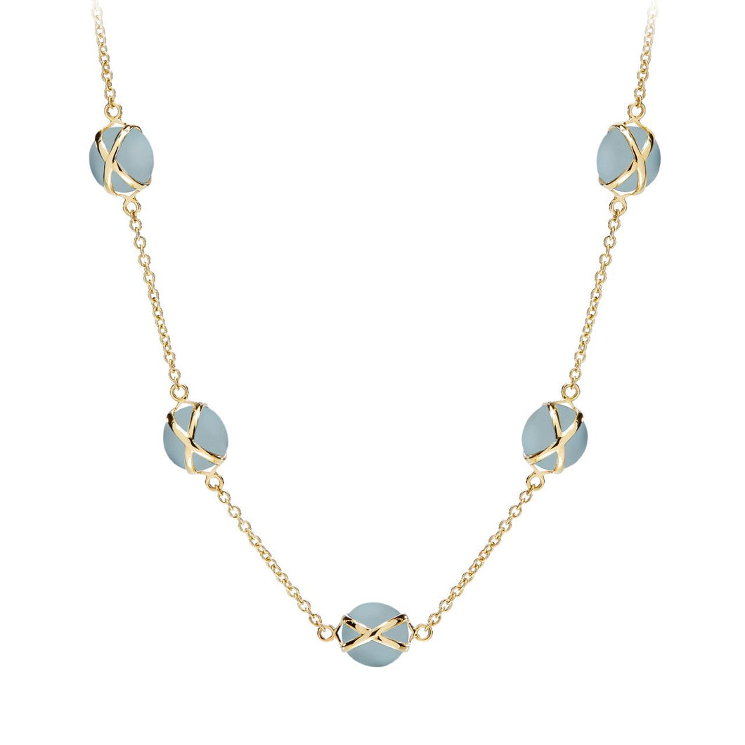 L.Klein 18K Gold Small Aquamarine 'Prisma' Necklace
