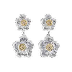 Buccellati Sterling Silver Gardenia Blossom Pendant Earrings