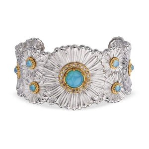 Buccellati Sterling Silver 'Blossom Color' Blue Agate Daisy Cuff Bracelet
