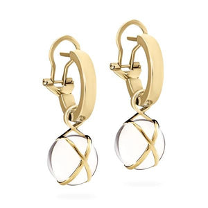 L. Klein 18K Gold Hoop  with Small Rock Crystal 'Prisma' Removable Drop