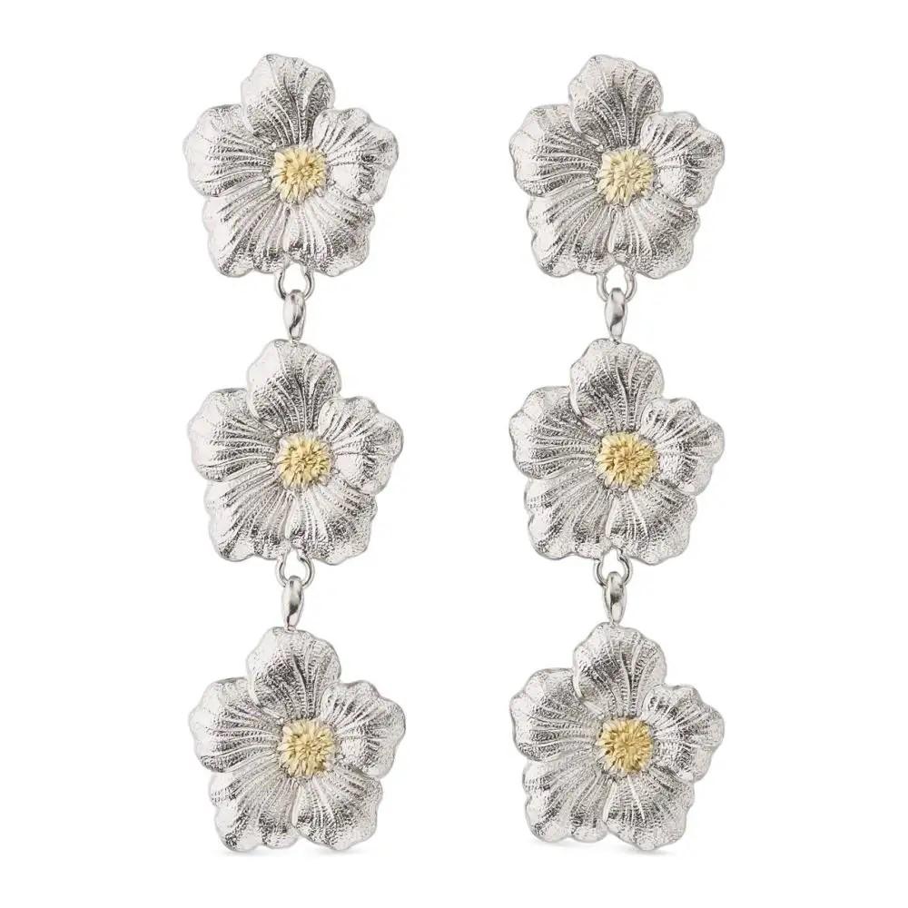 Buccellati Sterling Silver 'Gardenia Blossom' Triple Drop Earrings