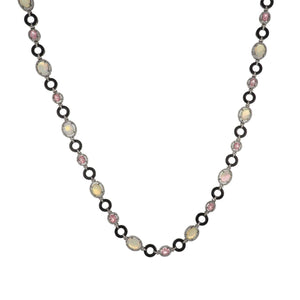 Maharaja Sterling Silver Opal and Pink Tourmaline Necklace