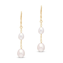 Load image into Gallery viewer, Mastoloni 14K Gold Chain Link Pearl Earrings

