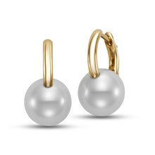Load image into Gallery viewer, Mastoloni 18K Gold Huggie Pearl Earrings

