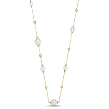 Load image into Gallery viewer, Mastoloni 14K Gold Pearl and Diamond Station Necklace
