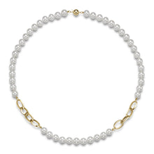 Load image into Gallery viewer, Mastoloni Pearl and 14K Gold Chain Link Necklace
