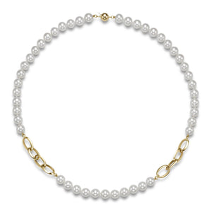 Mastoloni Pearl and 14K Gold Chain Link Necklace