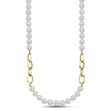 Load image into Gallery viewer, Mastoloni Pearl and 14K Gold Chain Link Necklace
