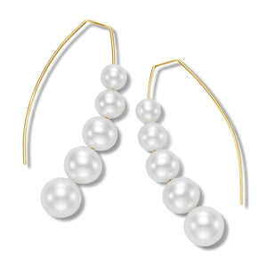 Mastoloni 14K Gold Graduated Pearl Drop Earrings