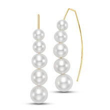 Load image into Gallery viewer, Mastoloni 14K Gold Graduated Pearl Drop Earrings
