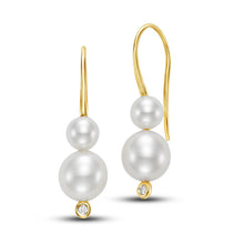 Load image into Gallery viewer, Mastoloni 14K Gold Double Pearl Drop Earrings
