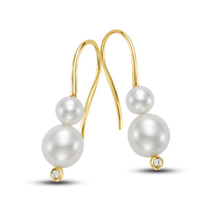 Mastoloni 14K Gold Double Pearl Drop Earrings
