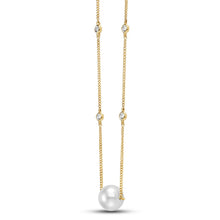 Load image into Gallery viewer, Mastoloni 14K Gold Pearl Drop with Diamond Chain Necklace
