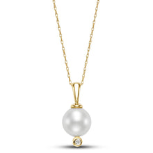 Load image into Gallery viewer, Mastoloni 14K Gold Pearl and Diamond Pendant Drop Necklace
