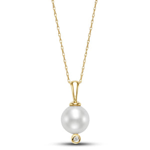Mastoloni 14K Gold Pearl and Diamond Pendant Drop Necklace