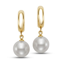 Load image into Gallery viewer, Mastoloni 14K Gold Small Hoop Earrings with Freshwater Pearl Drops
