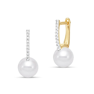 Mastoloni 14K Gold Pearl and Diamond Drop Earrings