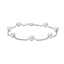 Load image into Gallery viewer, Mastoloni 14K White Gold Pearl Station Chain Bracelet
