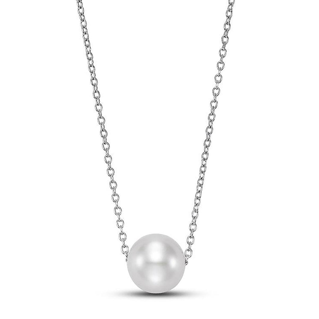 Mastoloni 14K White Gold Affixed Pearl Pendant Necklace
