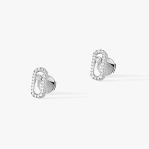 Messika 18K White Gold 'Move Uno' Pavé Diamond Earrings