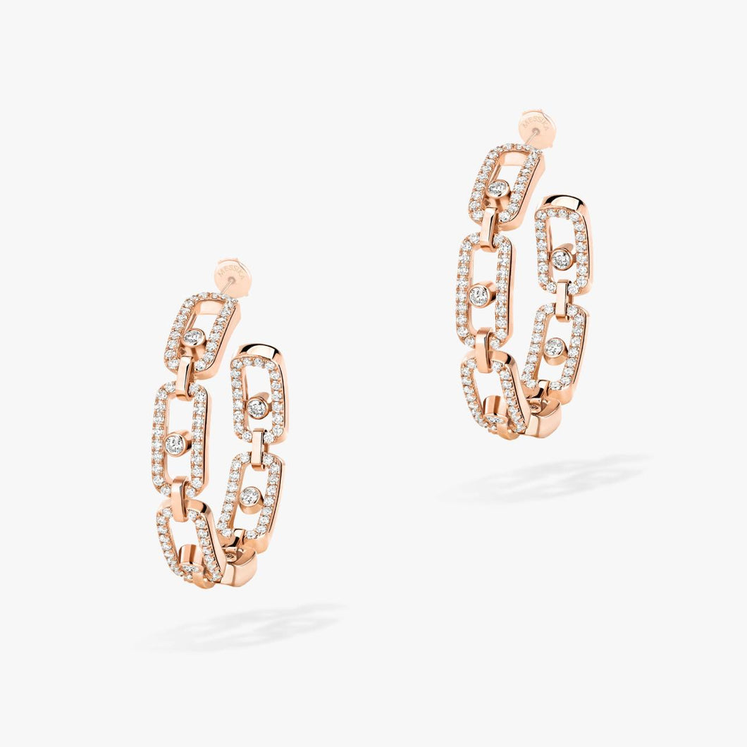 Messika 18K Rose Gold Small Diamond 'Move' Hoop Earrings