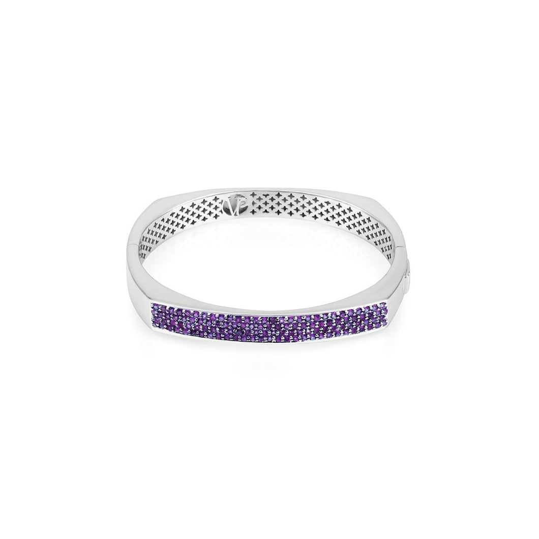 Vincent Peach Sterling Silver 8mm 'Toulouse' Bangle with Amethysts