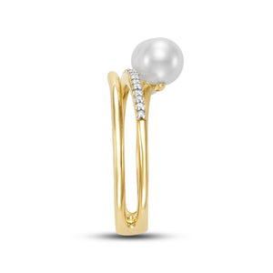 Mastoloni 14K Gold Pearl and Diamond Wrap Ring
