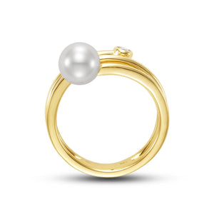 Mastoloni 18K Gold Pearl and Diamond Wrap Ring