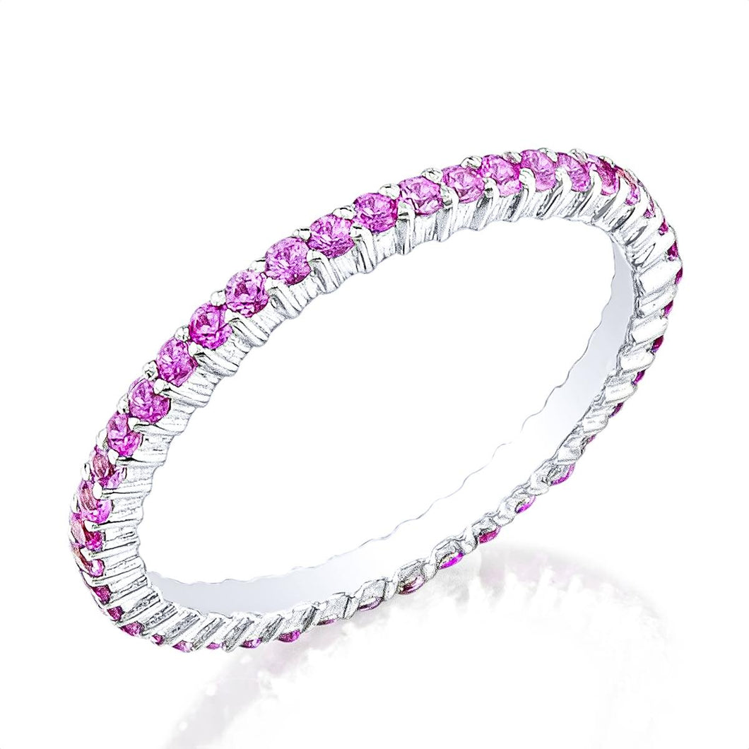 Estate 18K White Gold Pink Sapphire Eternity Band