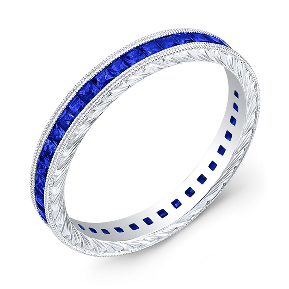18K White Gold Channel-Set Sapphire Eternity Band